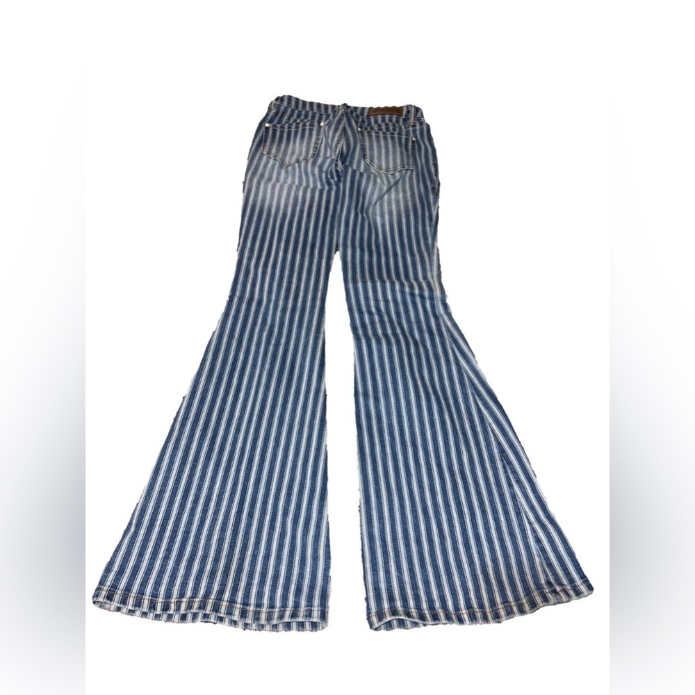 Rock & Roll Denim Y2K High Rise Flare Striped Jeans Size 25 - Picture 2 of 6